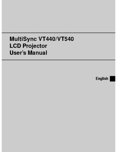 NEC VT440 NEC VT440 LCD Projector Operation Manual